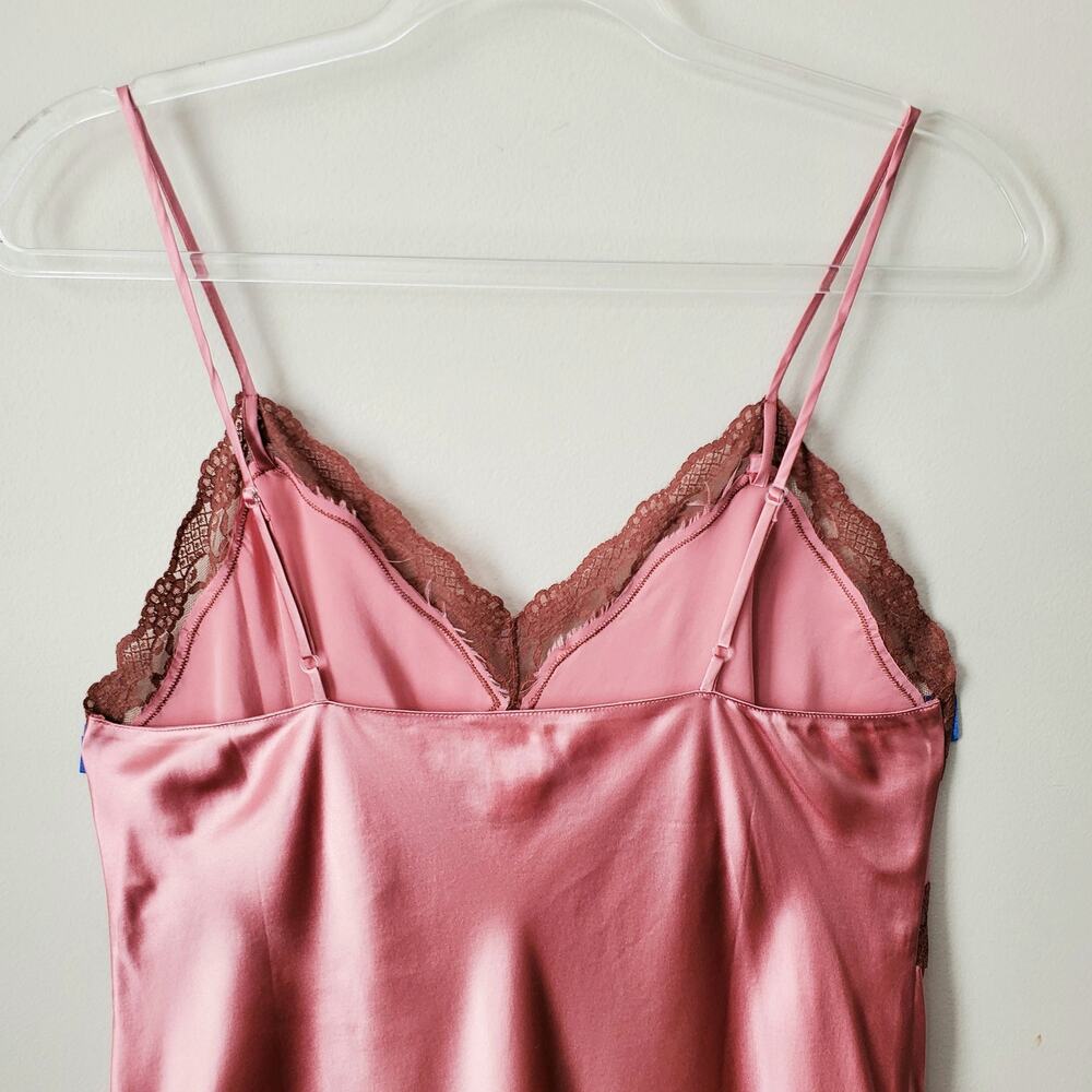 Pink Brown Silk Satin Lace Slip Dress M Retro Lingerie Coquette Romance Y2K 2016 - Picture 4 of 11